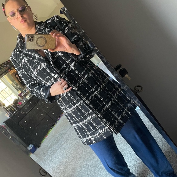 SALE!!!!! NEW elegant Liz Claiborne tweed plaid coat XL fits large - Picture 10 of 13